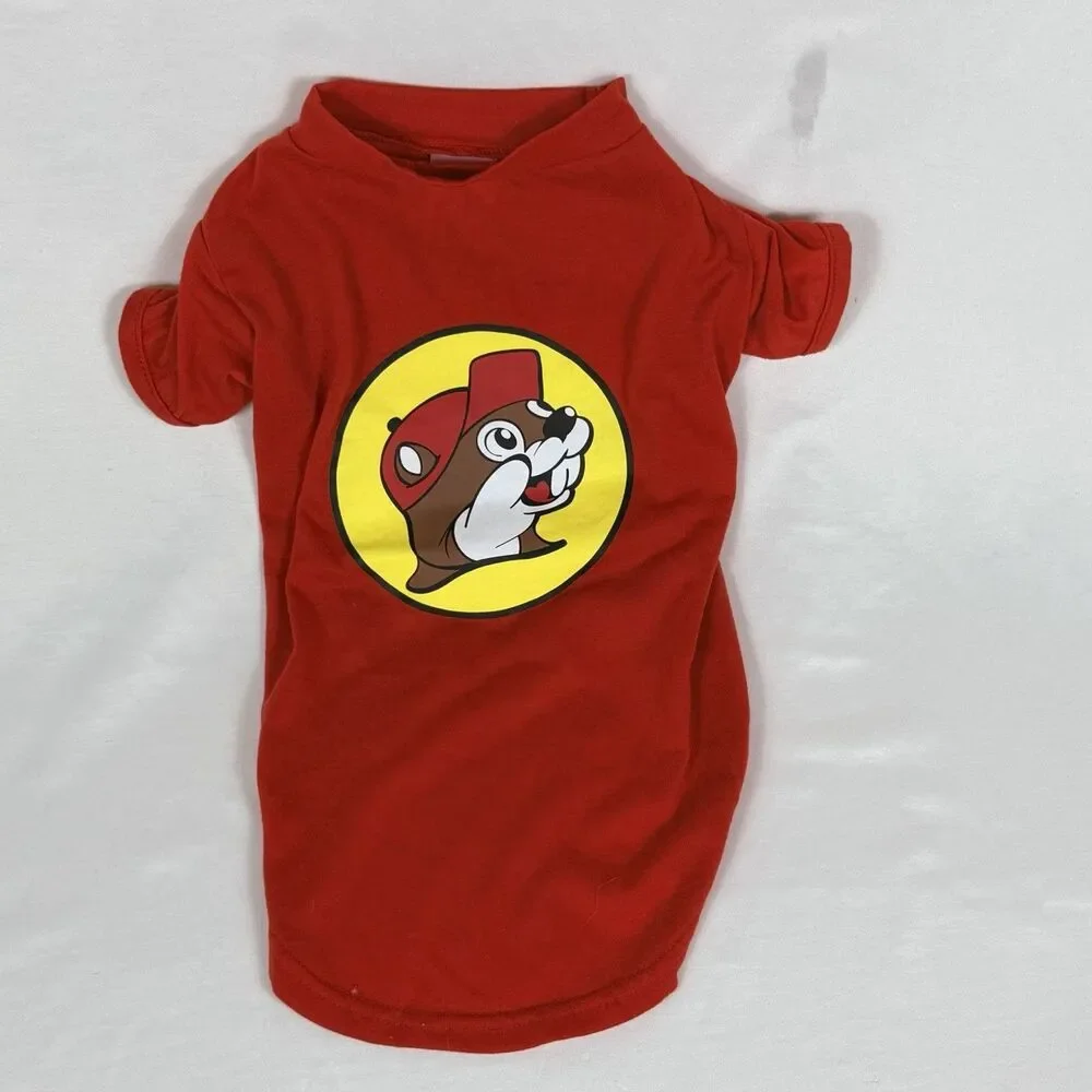 Buc-ee’s Pet Dog T-Shirt Red Beaver Logo Size Medium